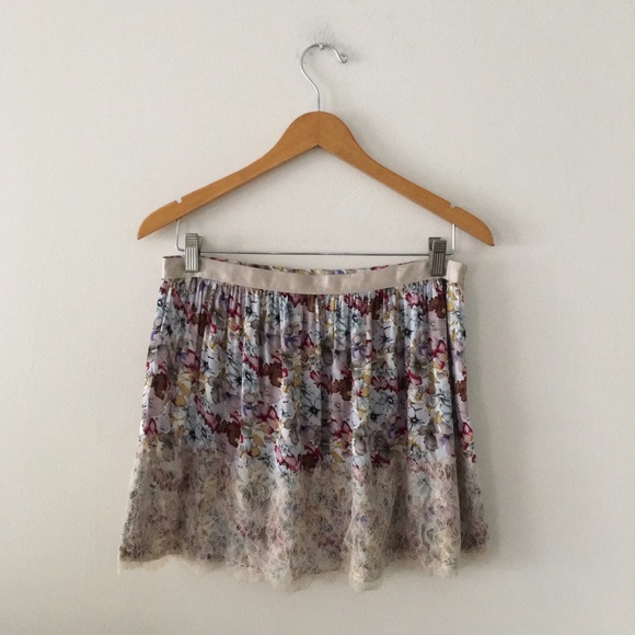 Solemio Floral Print Lace Trim Skirt - Picture 2 of 6